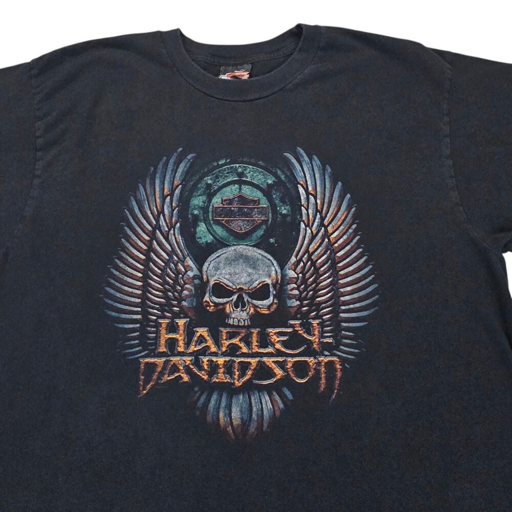 Harley Davidson Shirt Mens XL Skull Wings Pat Rogers Speedway Concorde NC Biker